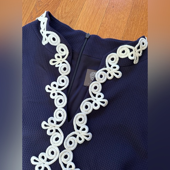 Vince Camuto Navy Blue White Embroidered Sleeveless Women’s Dress Size 14 - Picture 3 of 5